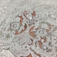 Tela de Moda con Bordado Tejido de Última Moda, Color Dorado, Cordón con Cuentas Bordadas a Máquina, Encaje para Vestidos de Novia o Juguetes