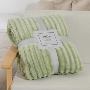 Mùa đông ấm áp flannel ném với Bunny lông kết cấ<span class=keywords><strong>u</strong></span> sọc rộng thiết kế ném chăn cho nhà/văn phòng sử dụng - Product Image 3