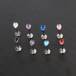 GZN-pendientes piercing g23 de titanio para el cuerpo, piercing para la oreja, nariz, tragus, barbell, cristales, grado médico, astm f136 - Product Image 6