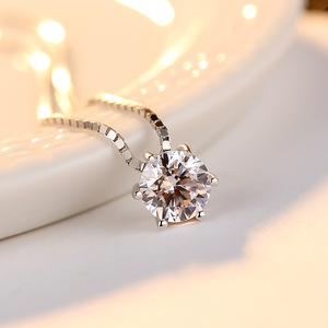 Sang Trọng Thiết Kế Cổ Điển S925 Sterling Silver Bạc Zircon Vòng Cổ Quà Tặng Cho Phụ Nữ Vòng Hộp Chuỗi Sáu Móng Vuốt Mặt Dây Chuyền Vòng Cổ - Product Image 4