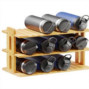 2 Tier Wood Kitchen Pantry Water Bottle Storage <b>Rack</b> for Cabinets Home Cup and <b>Wine</b> Holder <b>Shelf</b> Organizers - Product Image 4