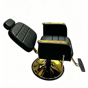 Fauteuil de Barbier Professionnel Doré – Équipement de Coiffure Robuste – Chaise Hydraulique de Salon – Mobilier de Barbier – Chaise de Coiffage - Product Image 3