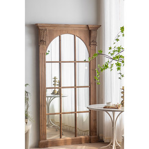 Gương Toàn Bộ Chiều Dài Khung Gỗ Linh Sam Lớn Phong Cách Mộc Mạc Gương Trang Trí Tường Đứng Trang Trí Nhà Cửa - Product Image 5