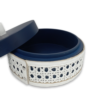 Boîte de rangement en bois écologique personnalisable de haute qualité avec des accents en rotin tissé à la main et en PU pour une présentation décorative - Product Image 6
