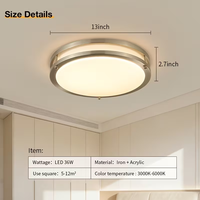 Plafonnier LED COB rond encastré à intensité variable ETL 36W 5CCT pour salon, chambre, cuisine, bureau, garage
