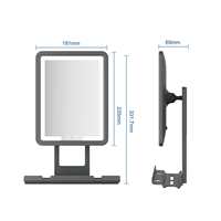 Fabricants de logo personnalisé incassable noir voyage anti-buée chauffant avec lumière LED miroir portable miroir de rasage sans buée douche
