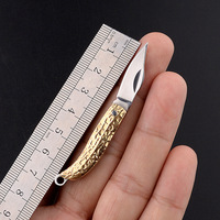 Mini couteau de poche pliable avec manche en laiton et lame en acier inoxydable, petit couteau utilitaire pliable pour porte-clés, couteau cadeau