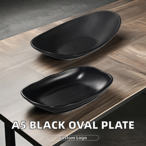 Venta caliente 100% A5 melamina negro <span class=keywords><strong>plato</strong></span> de Sushi ovalado personalizado restaurante Hotel platos de servicio para fiesta en casa - Product Image 2