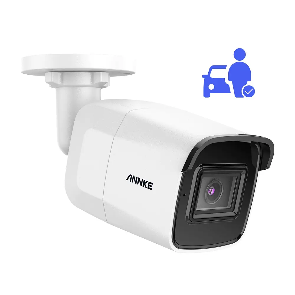 ANNKE Network H265 8MP防水POEIP監視カメラ4KAI人間および車両検出CCTVカメラ (マイク付き)