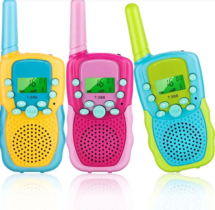 Walkie Talkies para niños, LCD juguete de radio con linterna, rango de 3 millas para acampar al aire libre, senderismo