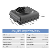 Support de charge pliable pour bureau, chargeur sans fil rapide 3 en 1 pour montre, écouteurs et téléphone, anti-feu