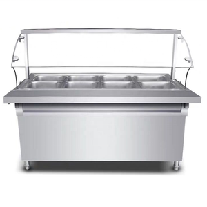 4 bains-marie électriques pour aliments chauds avec des protections anti-éternuements en verre et des ampoules - Product Image 1