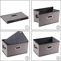 Boîte de rangement pliable en lin, Rectangle, organisateur de rangement, produit domestique avec poignées manuelles pour vêtements, en coton