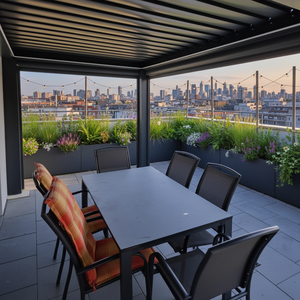 Pérgola de Aluminio <span class=keywords><strong>para</strong></span> Exteriores Sweet Home con Techo de Láminas, Iluminación LED Impermeable y Mosquitera <span class=keywords><strong>para</strong></span> Jardín - Product Image 2