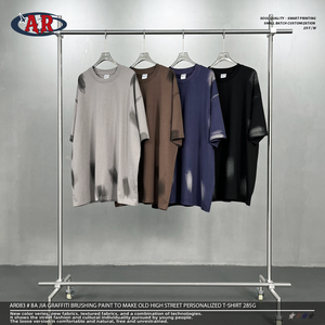 T-shirt da Uomo in Puro Cotone 100% Stile Vintage Lavato, Manica Corta, Spalle Scoperte, Vestibilità Ampia, Produzione ODM/OEM - Product Image 3