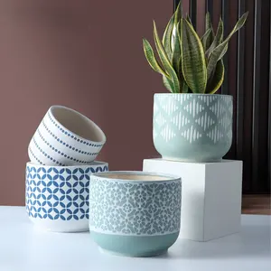 Vaso de cerâmica artesanal moderno, vaso de flores artesanal de cerâmica para alívio de plantas verdes, conjunto de flores hidropônico, decoração de casa