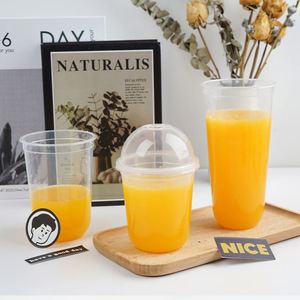 Factory Custom Logo 260 380 500 700 ml Disposable Hard PP <b>Plastic</b> <b>Cup</b> With Lid U-Shaped Juice Bubble Tea <b>Plastic</b> <b>Cup</b> - Product Image 1