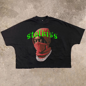 Camiseta Negra de Manga Corta para Hombre de 100% Algodón de 260 GSM, Corte Holgado y Ancho de Tejido de Punto Grueso - Product Image 2