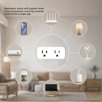 Promo Panas WHDM05 Smart Double Socket WiFi Colokan US 16A 1800W Tuya App Voice Alexa Timer Monitor Energi PC V0 untuk Rumah Kantor