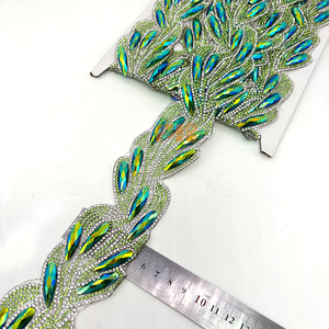 Nastro di pizzo con strass in resina scintillante e perline di cristallo, decorazione per Carnevale di Trinidad, <span class=keywords><strong>Mas</strong></span>, Samba, Rave Festival - Product Image 4