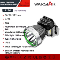Lampe frontale avec capteur de mouvement, batterie externe, étanche IPX4, rechargeable par USB, LED 600LM, intensité réglable, portable, pour camping, atelier, lumière d'urgence