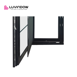 Fenêtre à battants en bois français de couleur noire, résistante aux chocs et insonorisée, avec un design de grille, <span class=keywords><strong>prix</strong></span> de gros du fournisseur Luvindow - Product Image 5