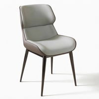 Chaise de salle à manger moderne en cuir véritable, dossier haut, assise souple, pieds en bois, écologique, pour la maison, le bureau, la chambre, les salles à manger, les hôtels