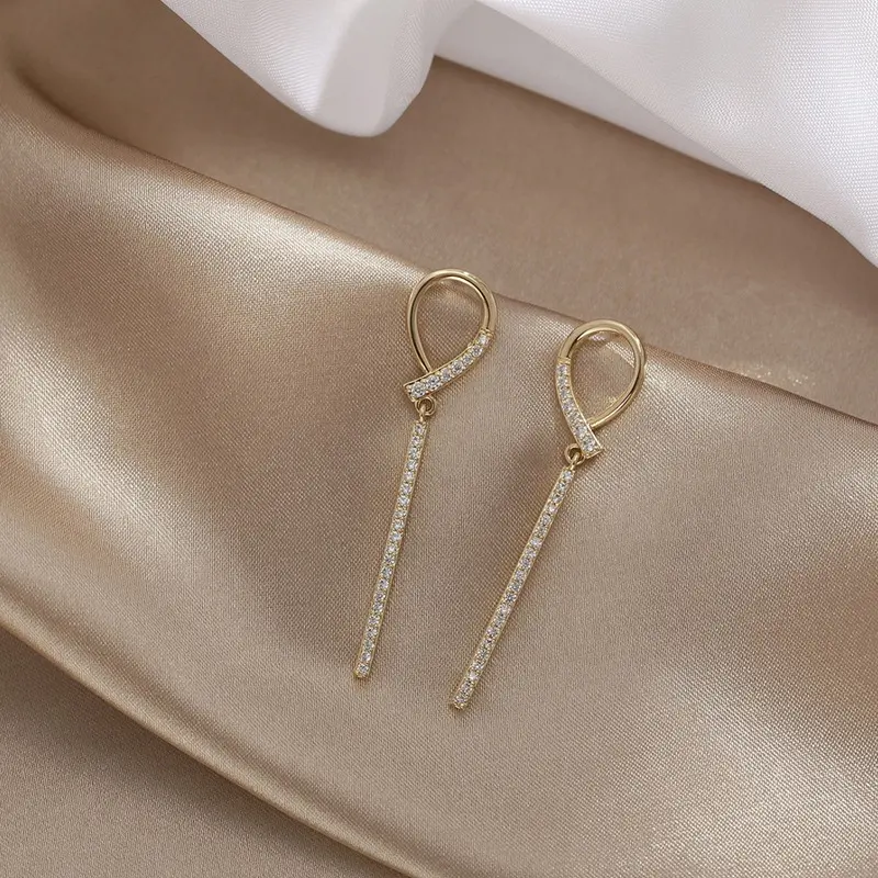 New Fashion Long Tassel Drop Earrings Rhinestone For Women Bridal Wedding Silver Dangle Earrings Jewelry Gift