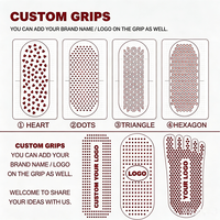 Chaussettes de yoga et de pilates PATON personnalisées mi-mollet à motif cœur, antidérapantes, avec construction de bout sans couture, pour barre et ballet