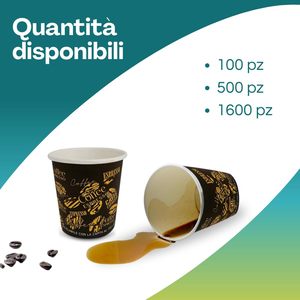 Gobelets à café en papier noir 90 ml, gobelets à expresso biodégradables avec graphismes Chicco Caff - Product Image 4