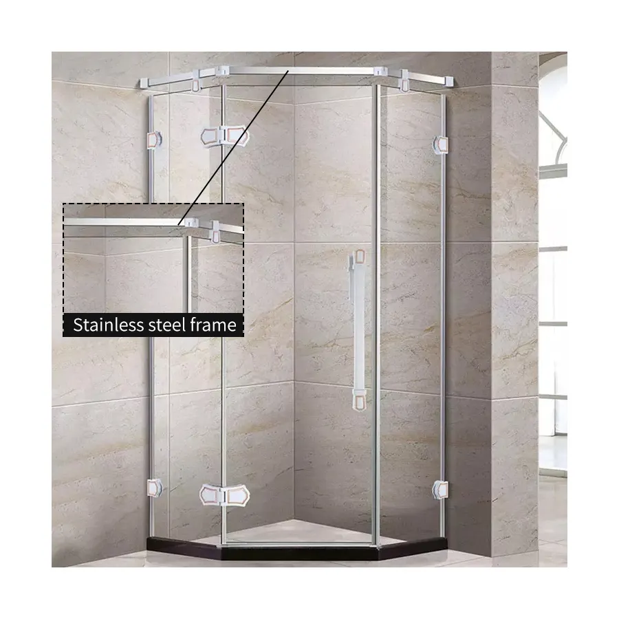 Hotel Bathroom Walk In Waterproof Enclose Shower Enclosures Free Standing Glass Frameless Shower Enclosures
