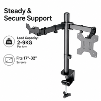Soporte de Escritorio para Dos Monitores, Ajustable en Altura, con Movimiento Completo, Inclinación y Giro, para Pantallas de Oficina de 17-32 Pulgadas
