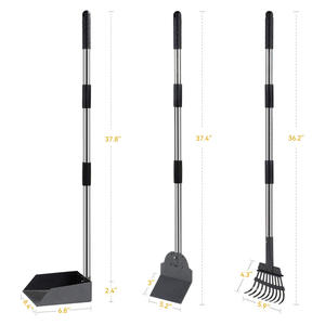 Produits de toilettage pour animaux de compagnie Râteau en acier inoxydable robuste <span class=keywords><strong>Dog</strong></span> <span class=keywords><strong>Pooper</strong></span> <span class=keywords><strong>Scooper</strong></span> Set pour chiens Facile à nettoyer - Product Image 3