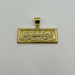 Pendentif rectangulaire La Cène, plaqué or 14 carats, cuivre, cadeau chrétien pour homme, bijoux en gros - Product Image 6