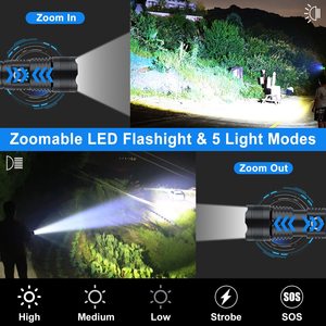 Aeternam Tự Vệ Lumens Cao Có Thể Sạc Lại USB Zoom Không Thấm Nước LED Đèn Lồng Chiến Thuật Torch Ánh Sáng Đèn Pin - Product Image 3