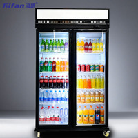 Refrigerador Comercial para Bebidas, Enfriador, Congelador con Puerta de Vidrio y Enfriamiento por Aire, Equipo de Refrigeración