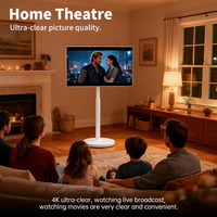 Televisor Inteligente de 32 Pulgadas con Pantalla Táctil Giratoria, Portátil, Android, Cámara, Pantalla Móvil, Tablet PC, Soporte con Ruedas, Recargable