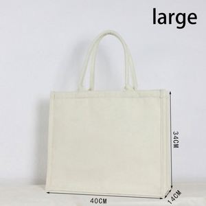 Sac fourre-tout en toile de coton personnalisé, sac de plage blanc bio avec impression, sacs de courses unis en gros - Product Image 2