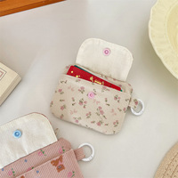 Porte-cartes et porte-monnaie pour femme en velours côtelé, motif dessin animé, style frais et doux, avec fermeture éclair pour cartes bancaires et d'identité