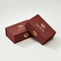 Boîte cadeau rigide à couvercle magnétique bordeaux avec logo en feuille d'or, emballages de luxe à aimants pour bijoux, bougies, emballages haut de gamme