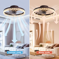 Ventilateur de plafond LED moderne DC 60W avec télécommande intelligente, construction en métal et acrylique, 220V pour chambre à coucher, salle de bain, hôtel