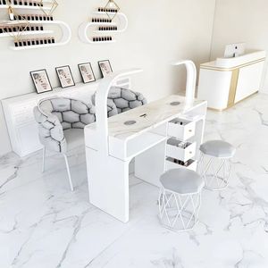 Juego de Mesa y Silla para Manicura, Estructura de Acero al Carbono, Superficie de Mármol, Muebles Multifuncionales para Salón - Product Image 2