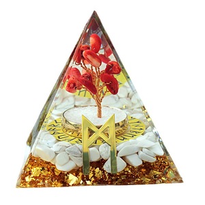 <b>Crystal</b> Pyramid Ornament With Rune <b>Tree</b> Resin Epoxy Home Decoration Laser Engraved Pyramidal Shape - Product Image 5