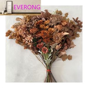 Flores Artificiales Multicolor-<span class=keywords><strong>Café</strong></span> Oscuro, Loto y Crisantemo para Decoración <span class=keywords><strong>de</strong></span> Bodas - Product Image 4