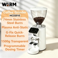 Molinillo de Café Eléctrico Comercial WARM con Muelas Planas de 74 mm, Dosificador para Espresso y Cafeterías