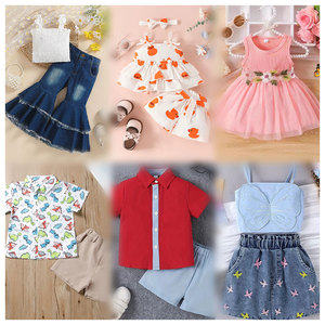 Ropa Mixta al por Mayor, Apta <span class=keywords><strong>para</strong></span> Niños y Niñas de 0 a 12 Años, <span class=keywords><strong>Vestidos</strong></span> de Algodón de Estilo Moderno, Incluyendo Tops y Camisetas - Product Image 4