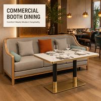 Ensemble de banquette contemporaine avec structure en bois et revêtement en tissu pour restaurant, banquette trois places pour café et hôtel