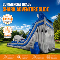 Tobogán Acuático Inflable Resistente Shark Adventure, con Barandilla de Seguridad Completa para Eventos Comerciales y Parques Acuáticos