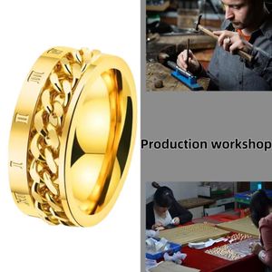 Anneaux de mariage élégants en acier inoxydable <span class=keywords><strong>gourmette</strong></span> chaîne torsadée Style Punk indien fiançailles or Biker bijoux pour les fêtes et les cadeaux - Product Image 5
