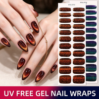 Pembungkus Kuku Gel Anti Air Warna Amber Coklat Mata Kucing Magnetik 22 Strip Bebas UV, Non-Toksik, OEM Khusus untuk Salon